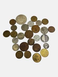 lot 110 image: Old foreign coins from various countries around the world.