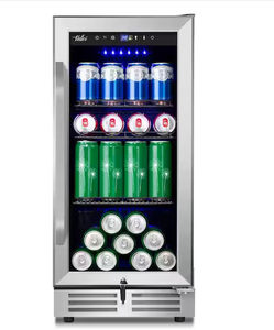 lot 4 image: Velivi 15 in. 127 (12 oz.) Can Freestanding Beverage Cooler Fridge with Adjustable Shelves in Stainless Steel