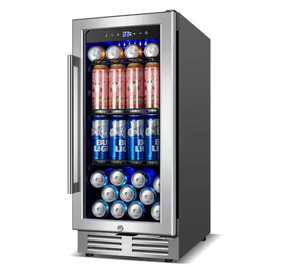 lot 5 image: Nipus 15 in. Built-In Single Zone 170-Can Beverage Refrigerator in Stainless Steel with Blue LED Interior Lighting