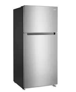 lot 9 image: Vissani 18 cu. ft. Top Freezer Refrigerator in Fingerprint Resistant Stainless Look (Transit Damage, See Photo)