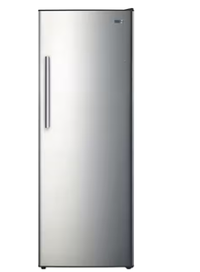 lot 10 image: Vissani 24 in. 11 cu. ft. Convertible Auto Defrost Garage Ready Upright FreezerRefrigerator in Stainless Steel (Transit Damage, See Photos)