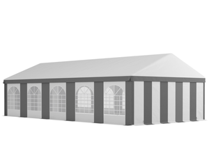 lot 11 image: Outsunny 20 x 33 ft Heavy Duty Party Tent Outdoor Gazebo Wedding Tent Event Shelter Carport BBQ with Removable Sidewalls & Windows, Outside Waterproof Canopy for Parties, White and Gray (Missing Box 56)