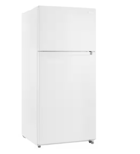 lot 19 image: Vissani 18 cu. ft. Top Freezer Refrigerator in White (Missing Some Accessories Inside)