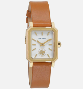 lot 20 image: Tory Burch Robinson Womens White Dial Brown Leather Strap Watch for Women Case size 27 mm - TBW1503 (Maybe Needs Battery)