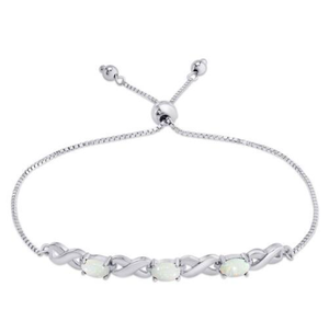 lot 22 image: RH MCYS & CO Womens .925 Sterling Silver Simulated Opal Bolo Adjustable Bracelet