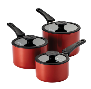 lot 31 image: Tramontina Nesting 6 Piece Alum. Nonstick Sauce Pan Set Metallic Red