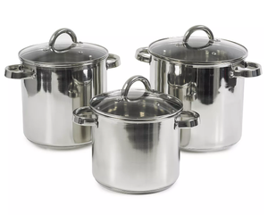 lot 37 image: Sedona Kitchen Stainless Steel 3-Pc. Stock Pot Set