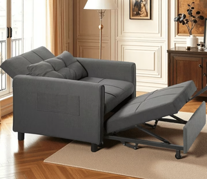 lot 52 image: Aiho 3-in-1 Convertible Sleeper Sofa Bed, Space-Saving Adjustable Pullout for LoungeSleep - Dark Grey