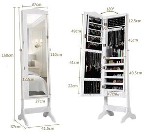 lot 54 image: Costway Jewlery Cabiney Mirror JV10771WH White (Slightly Used, Transit Damage See Photos)