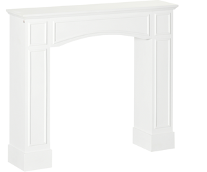 lot 89 image: HOMCOM Modern Fireplace Mantel, Surround Mantels for Fireplace with Decorative Pattern Interior Width 29 White (Minor Transit Damage, See Photos)