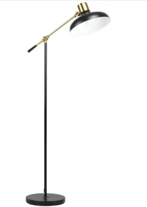 lot 108 image: Arcadia Adjustable Floor Lamp for Living Room, Standing Lamp for Bedroom with Balance Arm, Adjustable Head and Height - Black (Used)