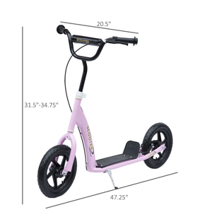 lot 111 image: HOMCOM Adjustable Height Kick Scooter for Kids 5-12 Years, Pink