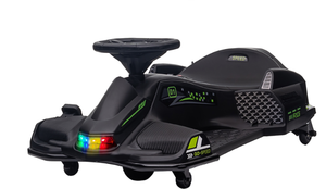 lot 112 image: Aosom 12V Electric Drifting Go Kart w Slow Start, Music, Lights, Black