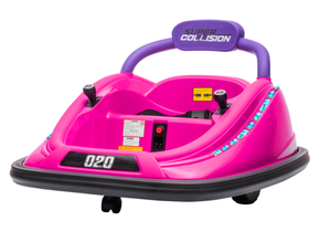lot 113 image: Aosom 12V Kids Bumper Car Twins Motor with Parent Remote Control, Safety Belt, Lights, 360° Rotation, Pink