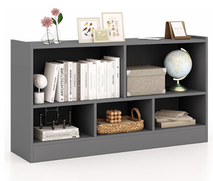lot 121 image: Costway 5 Cube Storage Organizer, 2-Tier Open Bookshelf, Wooden Bookshelves & Bookcases, Modern Display Book Shelf for Home Office Classroom, Under Window Small Horizontal Bookcase