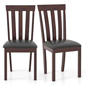 lot 155 image: Costway Dining Chair Set of 2 Upholstered Wooden Kitchen Chairs with Padded Seat