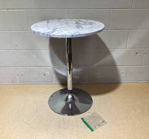 lot 118 image: Giantex Round Bar & Pub Table, Height Adjustable Bistro Table wFaux Marble Top, 360° Swivel Cocktail Table