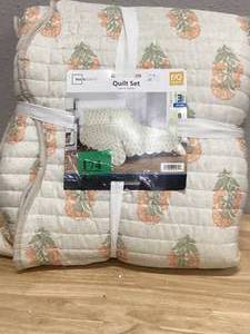 lot 174 image: Mainstays 3-Piece Adult Quilt Set, Green Botanical, FullQueen