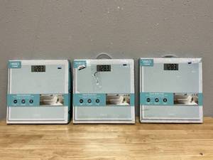 lot 161 image: LOT OF 3 Thinner Glass Weight Scale Silver