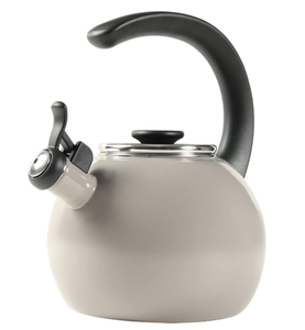 lot 145 image: Circulon Enamel on Steel Whistling TeakettleTeapot With Flip-Up Spout, 2 Quart - Gray