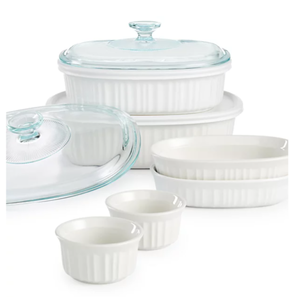 lot 147 image: Corningware French White 10 Piece Bakeware Set