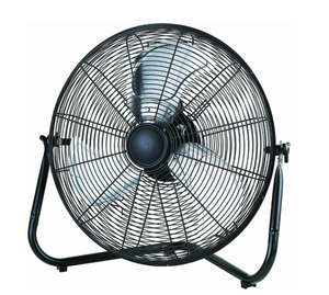 lot 171 image: Mainstays 20 3-Speed High Velocity Tiltable Black Steel Floor Fan