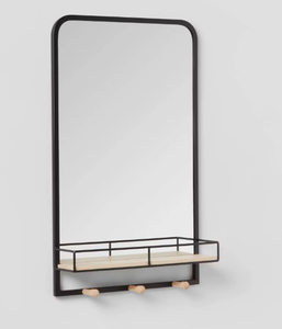 lot 195 image: Brightroom Wood Entryway Organizer with Mirror Large Natural - Brightroom