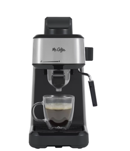 lot 197 image: Mr. Coffee Steam Espresso Maker with Stainless Steel Frothing Pitcher 900W Electric, 8-Cup Capacity, Black