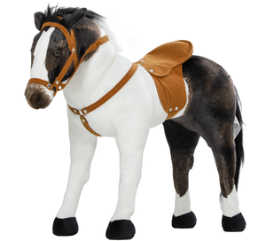 lot 205 image: Qaba Ride on Horse for Toddlers 3-8 Years Old, Stuffed Animal Horse Toy with Neighing Sound, Brown