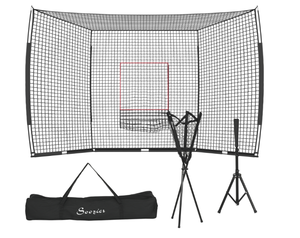 lot 208 image: Soozier Softball and Baseball Net with Strike Zone, Tee, Caddy, and Portable Carry Bag for Pitching and Hitting Training