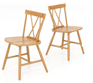 lot 213 image: Costway Dining Chairs Set of 2 Farmhouse Kitchen Chair with Rubber - 2 PCS