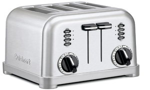lot 226 image: Cuisinart 4 Slice Compact Stainless Steel Toaster with Extra-Wide Slots for Bread, French Toast, Bagels & Pastries, Defrost & Reheat Functions, CPT-180P1, Brushed Stainless, Removable Crumb Tray