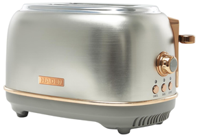 lot 228 image: Haden Heritage 2 Slice Wide Slot Stainless Steel Toaster with Adjustable Browning Control & Non-Slip Feet, Steel & Copper