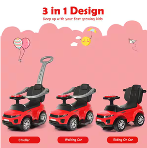 lot 255 image: Costway 3 in 1 Ride on Push Car Toddler Stroller Sliding Car Red