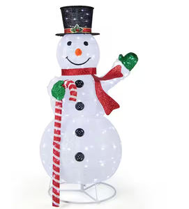 lot 258 image: Costway 5 ft. Pre-lit Christmas Snowman Pop-up Xmas Holiday Decoration with 180 LED Lights