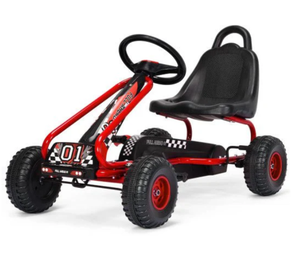 lot 260 image: Costway 4 Wheel Pedal Powered Ride On with Adjustable Seat-Red