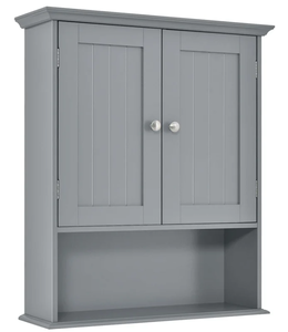 lot 267 image: SlickBlue Wall-Mounted Bathroom Cabinet with Doors and Adjustable Shelves, Space-Saving, Waterproof