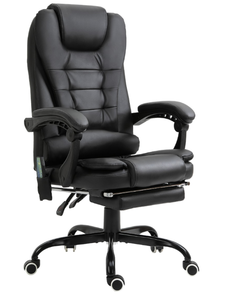 lot 280 image: Vinsetto 7-Point Vibrating Massage Office Chair High Back Executive Recliner with Lumbar Support, Footrest, Reclining Back, Adjustable Height, Black