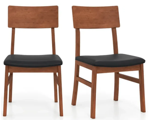 lot 281 image: Costway Dining Chairs Set of 2 with Rubber Wood Legs and Faux Leather Upholstered Seat