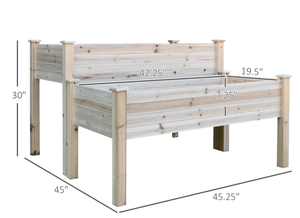 lot 361 image: Outsunny Two-Tier Wooden Elevated Garden Bed with Legs, Large Capacity 45x45 Outdoor Planter for Vegetables, Flowers, and Herbs, Ideal for Gardeners, Natural (Missing Parts 2 & 9)