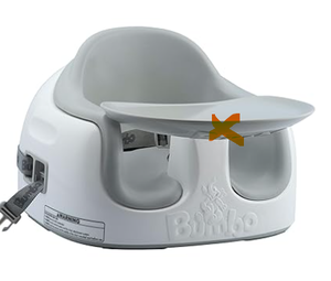 lot 401 image: Bumbo 3-in-1 Multi-Seat for 6 to 36 Months, Travel Baby Feeding & Play Floor Seat, All-in-One Portable Booster with Tray & Toddler High Chair, Cool Grey (Missing Tray, Minor Marks)