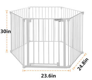 lot 407 image: Ecomomy 150 Extra Wide Baby Gate, Play Yard Child Safety Gate, Dog Gates with Auto-Close Door, Double Locking System for The House Doorways, Fireplace, Kitchen, 6-Panels, 30 Tall