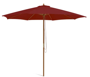 lot 411 image: Costway 10 Feet Patio Umbrella with 8 Wooden Ribs and 3 Adjustable Heights