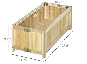 lot 247 image: Outsunny Foldable Raised Garden Bed, Wooden Planter Box, Herb Garden Planter with Drainage Holes, for Backyard, Patio to Grow Vegetables, Herbs, and Flowers, 27.6 x 11.6 x 9.8