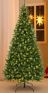 lot 334 image: BreeBe - 8FT Artificial Christmas Tree for Corner � 1137 Branch Tips, 360 Warm White LEDs - Green