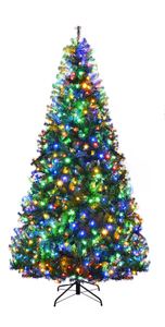 lot 335 image: Costway 9-ft Pre-lit Artificial Christmas Tree with Multicolor LED Lights