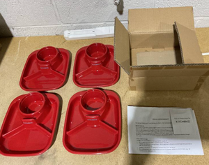 lot 369 image: LOT OF 24 Kitchen HQ 4pc Divided Plate Sets (1 Box, COLORS MAY VARY)