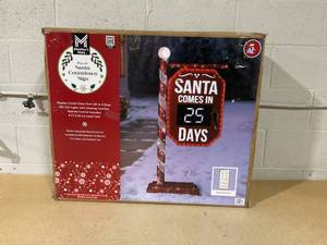 lot 363 image: Members Mark 5 Pre-Lit Santa Countdown Calendar (Used, Maybe Missing Hardware)