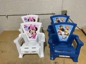 lot 338 image: LOT OF 4 Kids Adirondack-Style Chairs Paw Patrol & Minnie Mouse