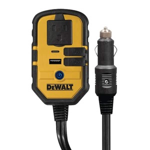 lot 5 image: DEWALT 140-Watt Portable Car Power Inverter with Dual USB Ports